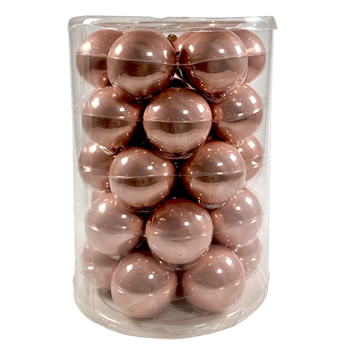 Pallina Natale Vetro cm.6 Rosa Cipria Lucide Set pz.30 |Silani