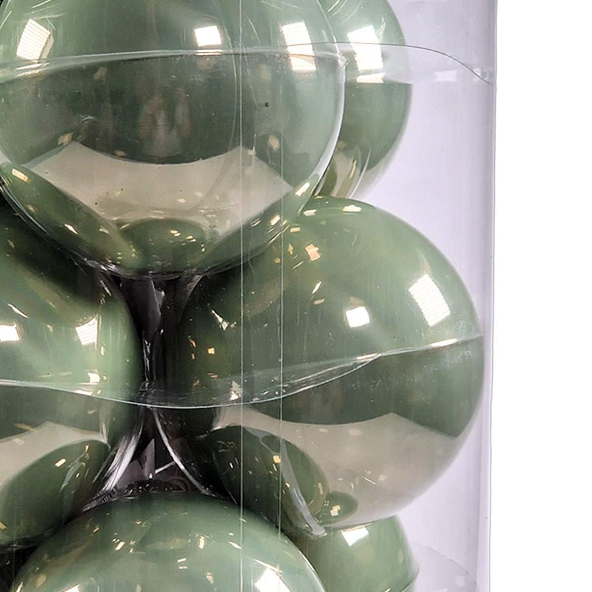 Pallina Natale Vetro cm.10 Verde Oliva Lucido Set pz.12 |Silani