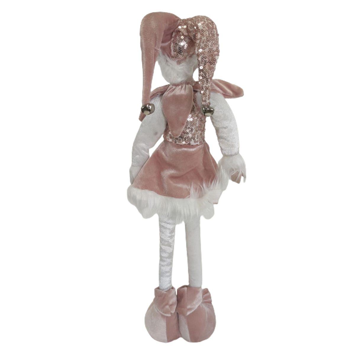 Pupazzo Elfo Giullare Bambina Abito Rosa cm.65