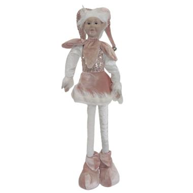 Pupazzo Elfo Giullare Bambina Abito Rosa cm.65