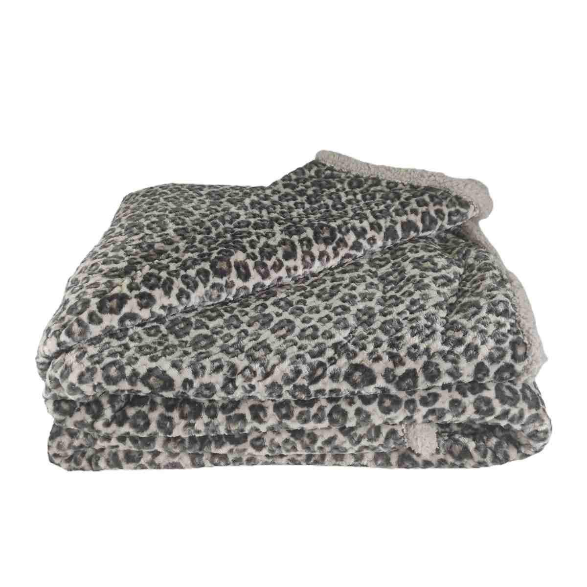 Coperta Plaid Leopard Marrone cm.130x160