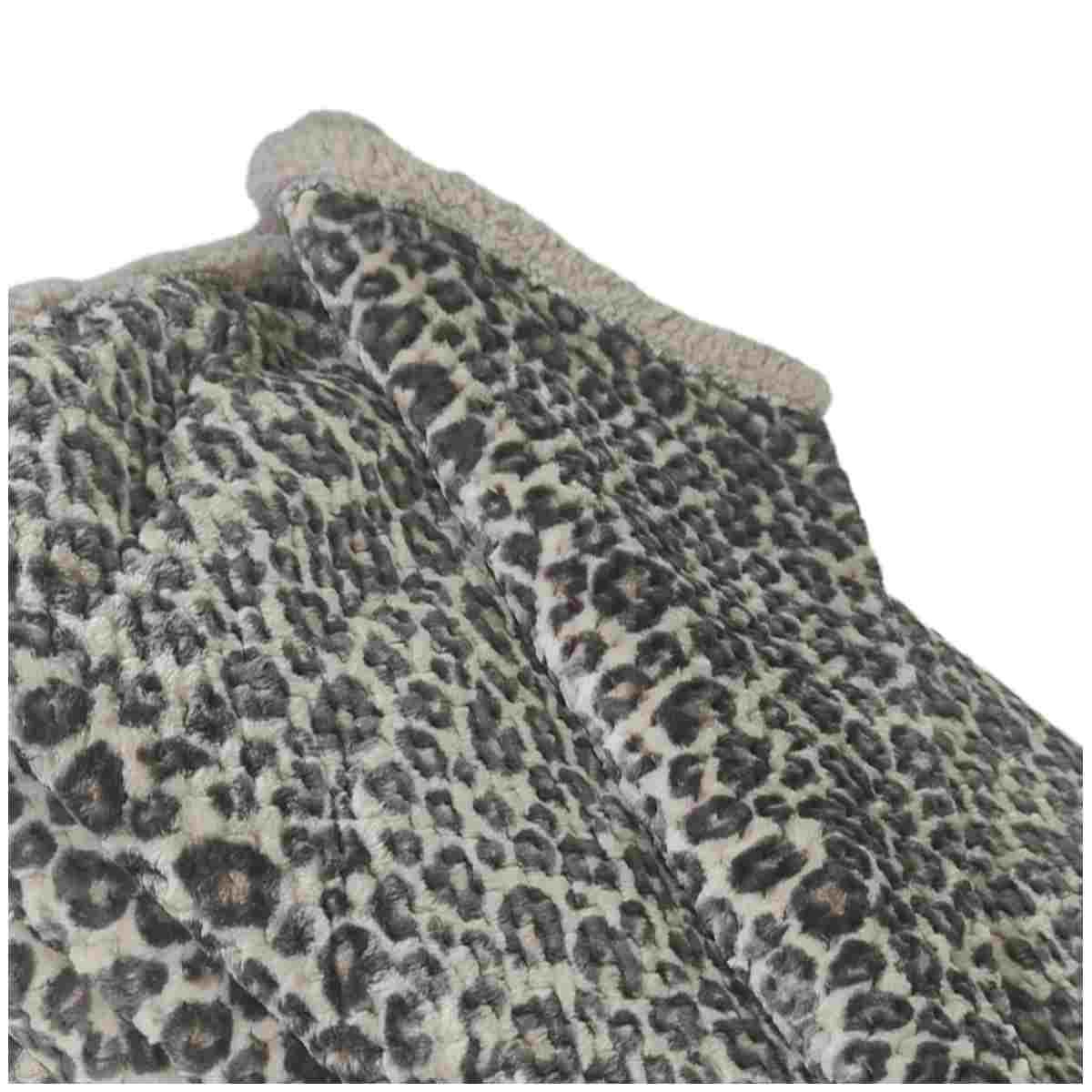 Coperta Plaid Leopard Marrone cm.200x220