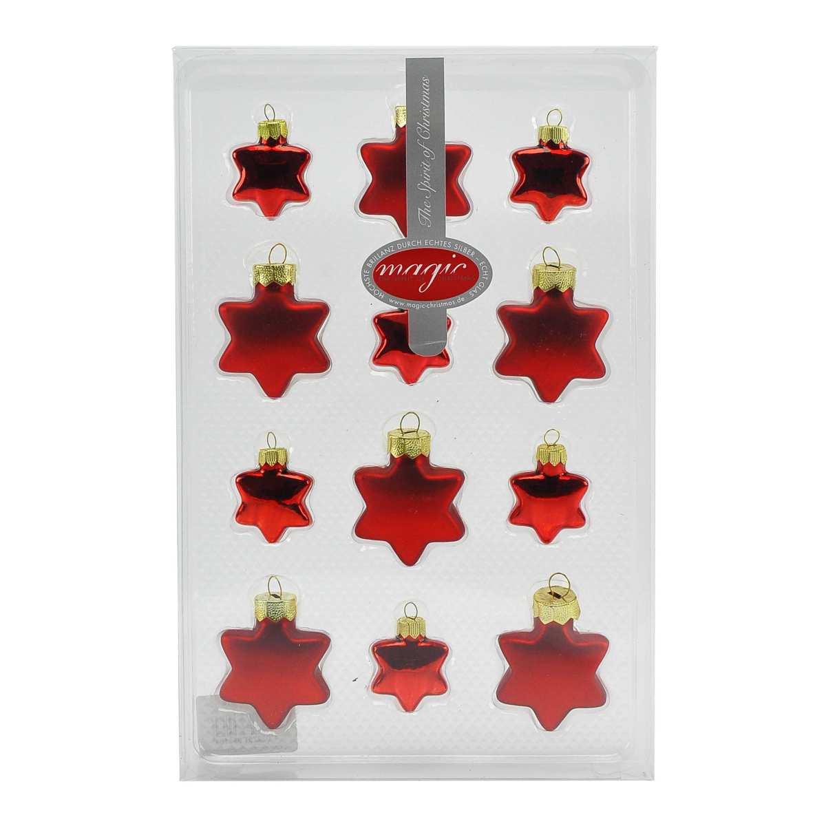Pallina Natale Vetro cm.3/4 Stelle Rosse Set pz.12 |Inge's Glass
