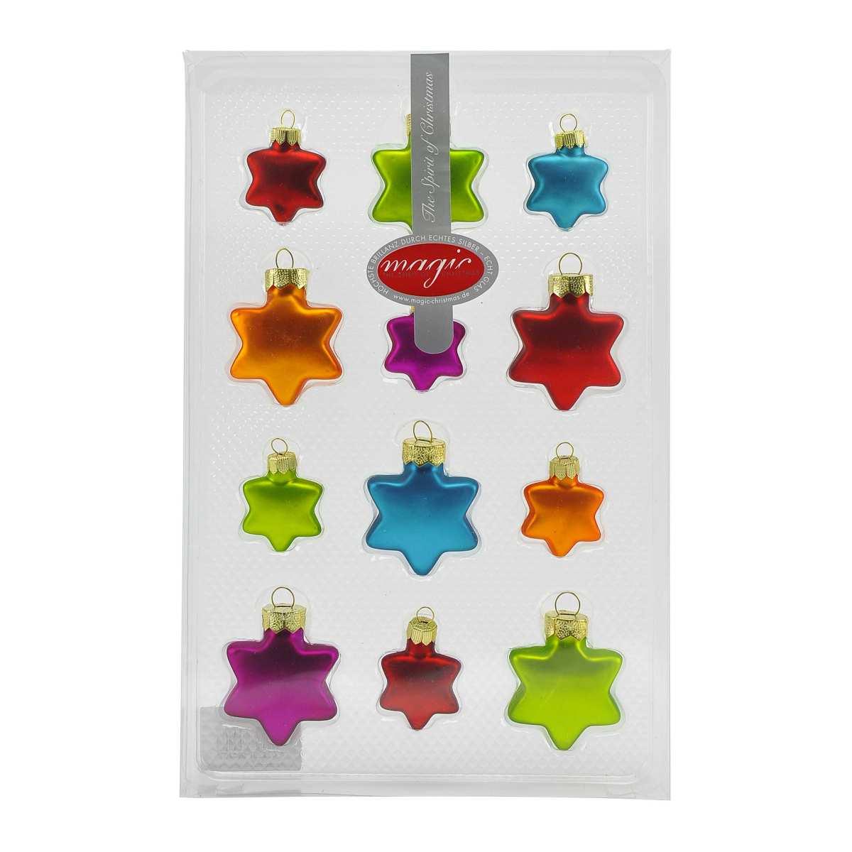 Pallina Natale Vetro cm.3/4 Stelle Multicolor Set pz.12 |Inge's Glass