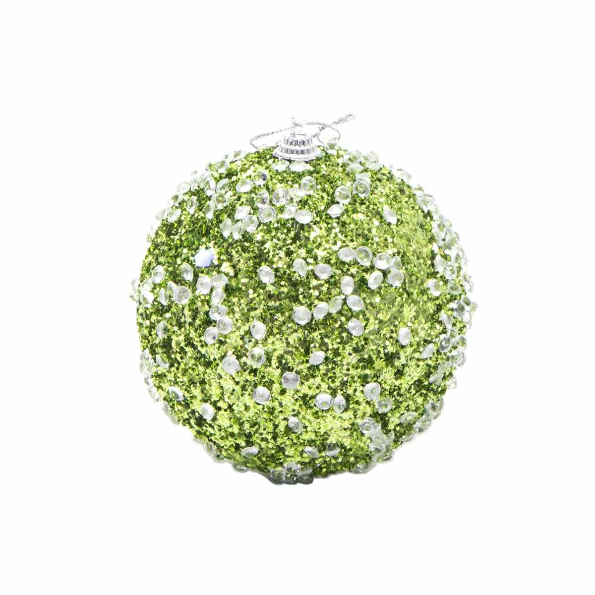 Pallina Natale cm.10 Verde Diamond Set pz.4 |Silani