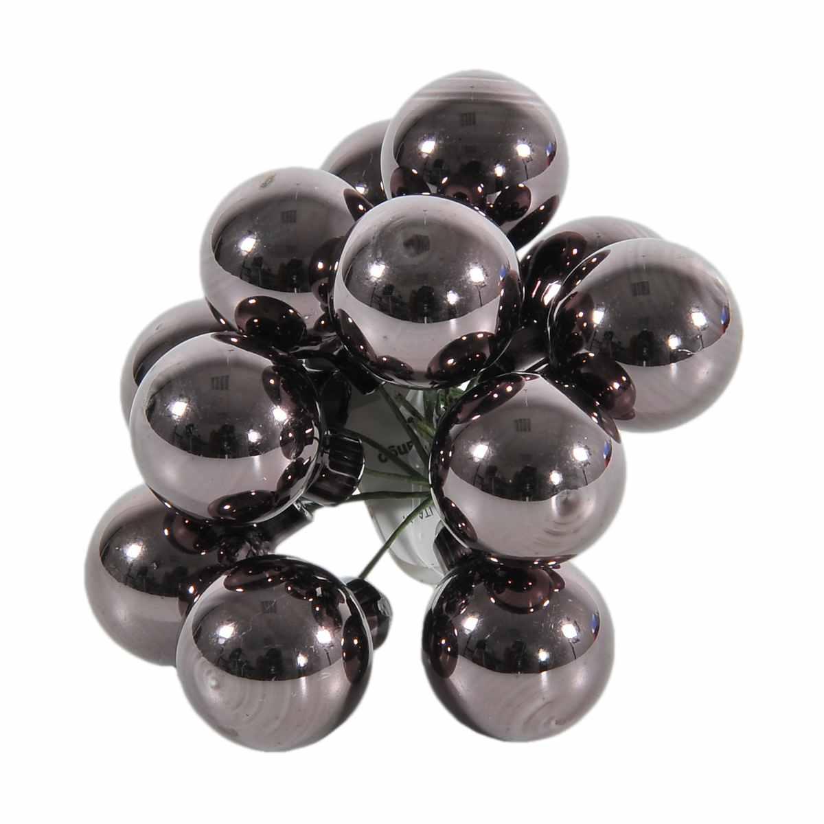 Pallina Natale Vetro cm.2 Marrone Fango Lucido Set pz.12 |Silani