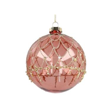 Pallina Natale Vetro cm.cm.Ø15 Rosa con Glitter