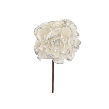 Fiore Rosa Bianca Glitter cm.cm.Ø15x22
