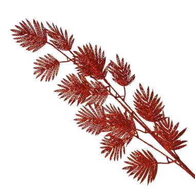 Fiore Natale Ramo Felce Rossa Glitter cm.100