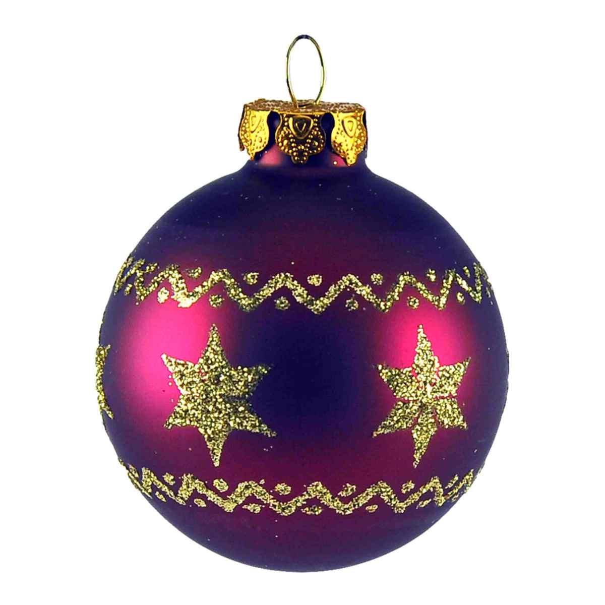 Pallina Natale Vetro cm.6 Viola Set con Puntale Set pz.9 |Inge's Glass