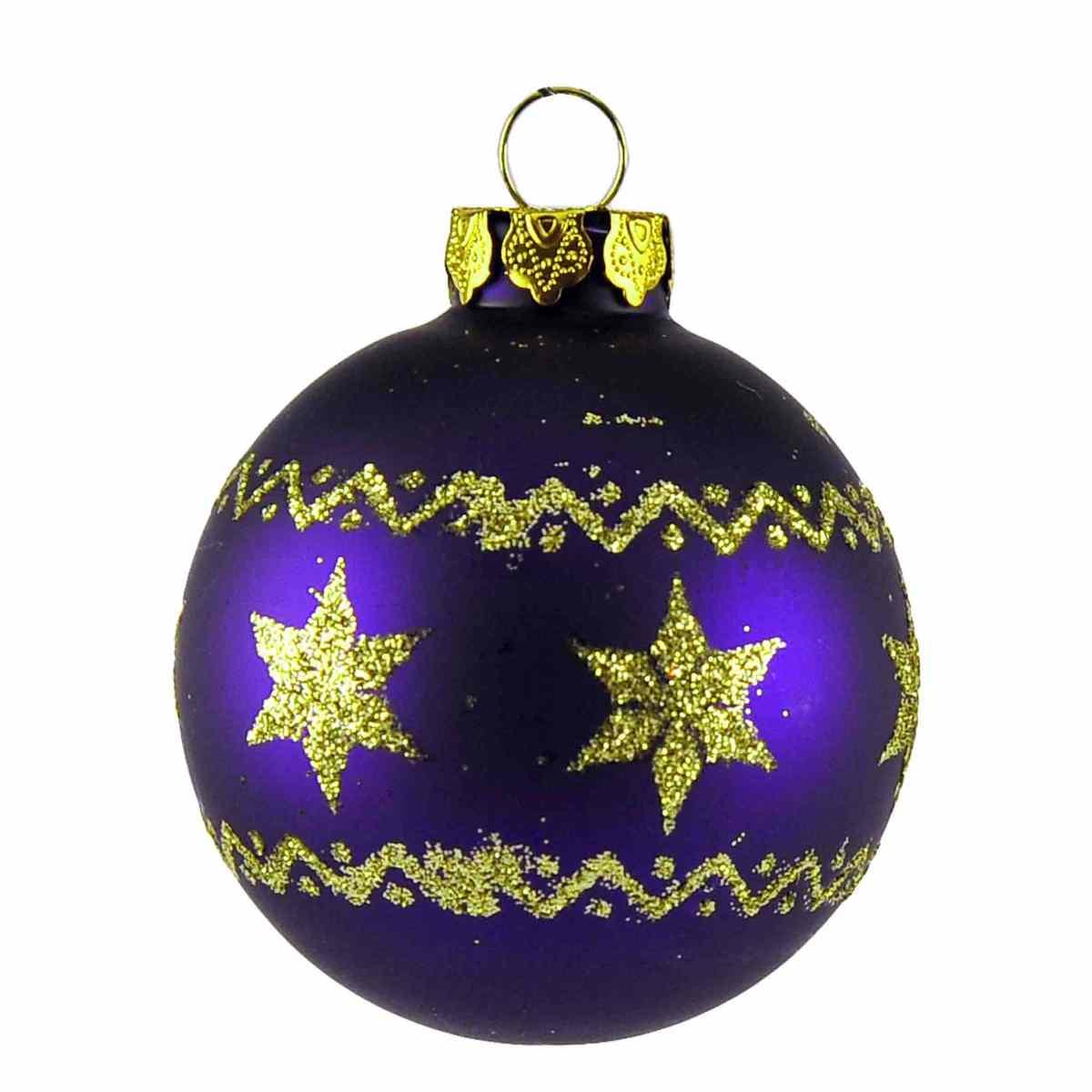 Pallina Natale Vetro cm.6 Viola Set con Puntale Set pz.9 |Inge's Glass