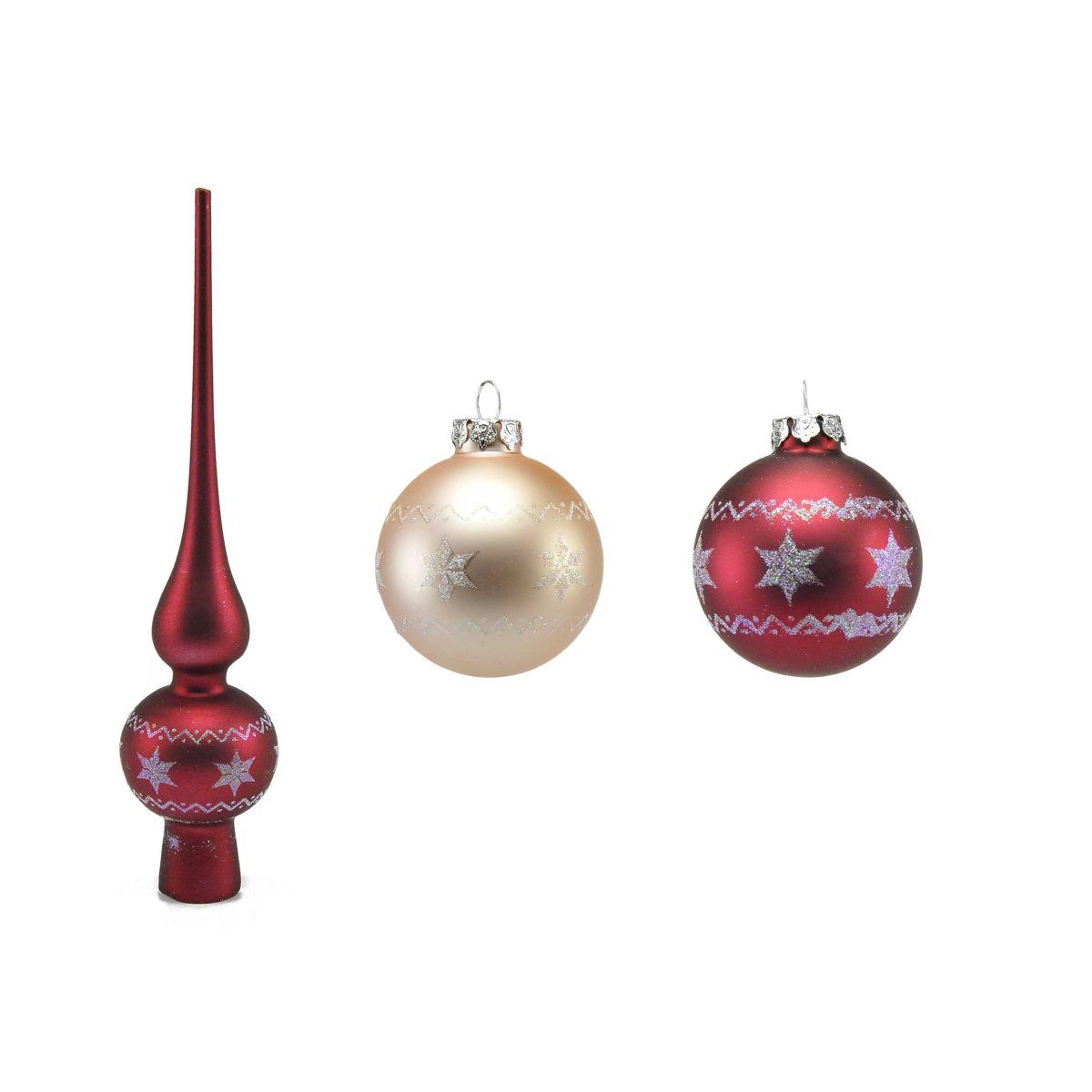 Pallina Natale Vetro cm.6 Rosa Set da con Puntale Set pz.9 |Inge's Glass