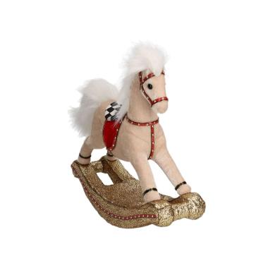 Cavallo a Dondolo Tessuto Bianco cm.33x9x27
