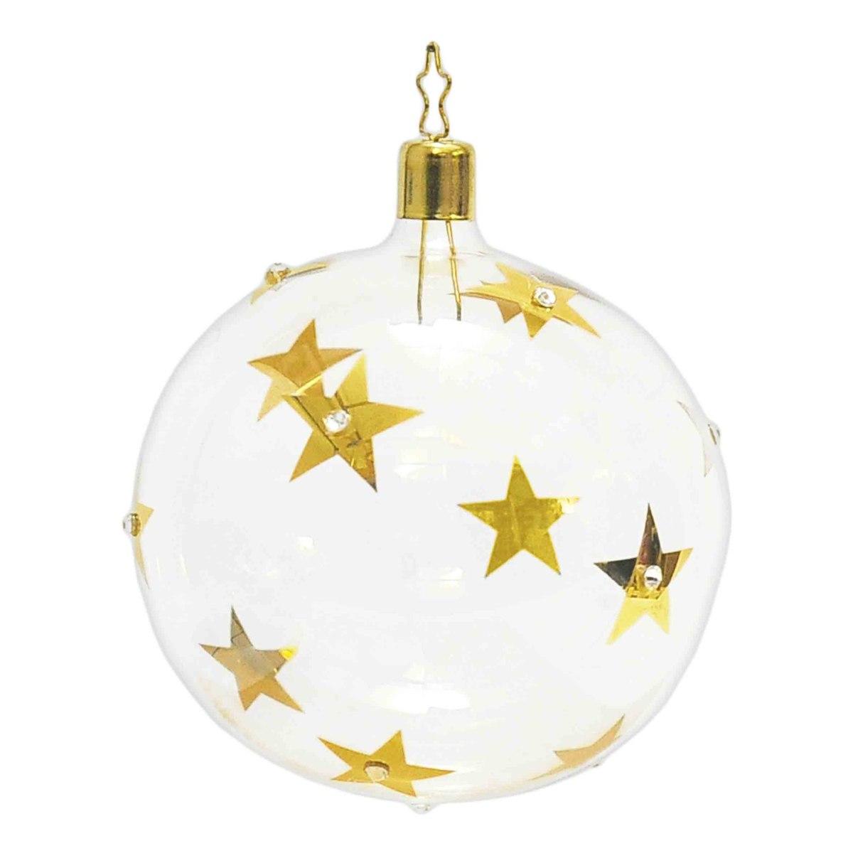 Pallina Natale Vetro Collezione cm.8 Le Carat Oro Set pz.4 |Inge's Glass