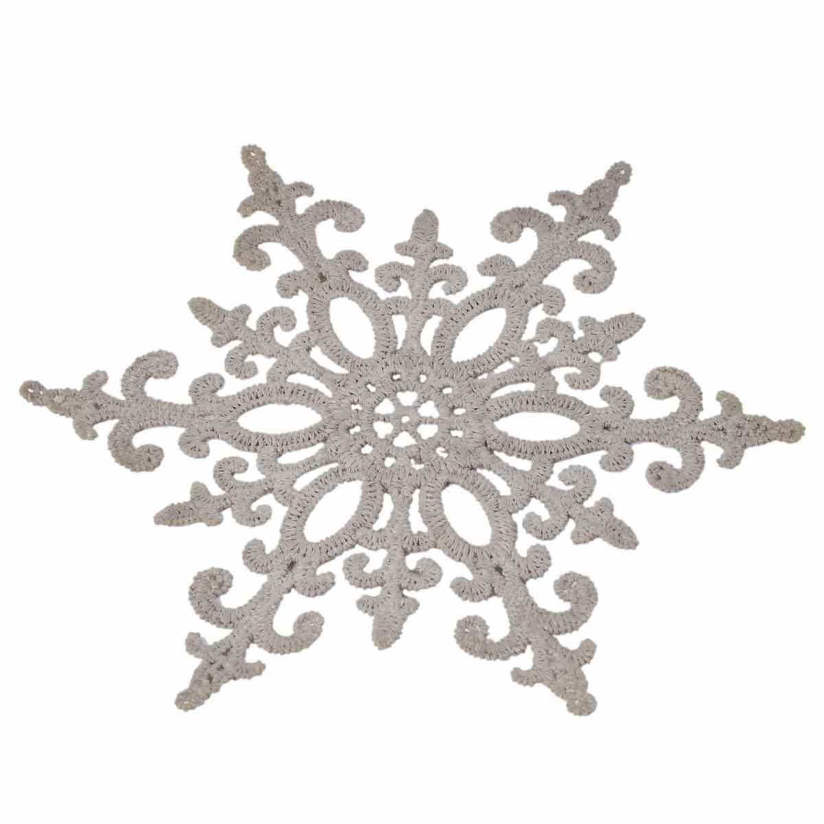 Decorazione Natalizia Fiocco Neve Pizzo Tortora cm.12,5 |Vacchetti