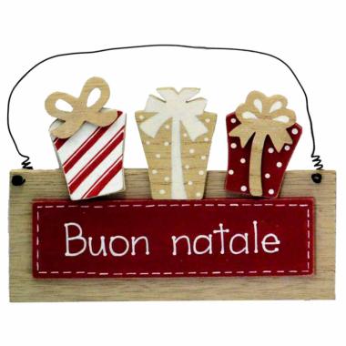 Fuori Porta Targa Legno Buon Natale cm.18x12