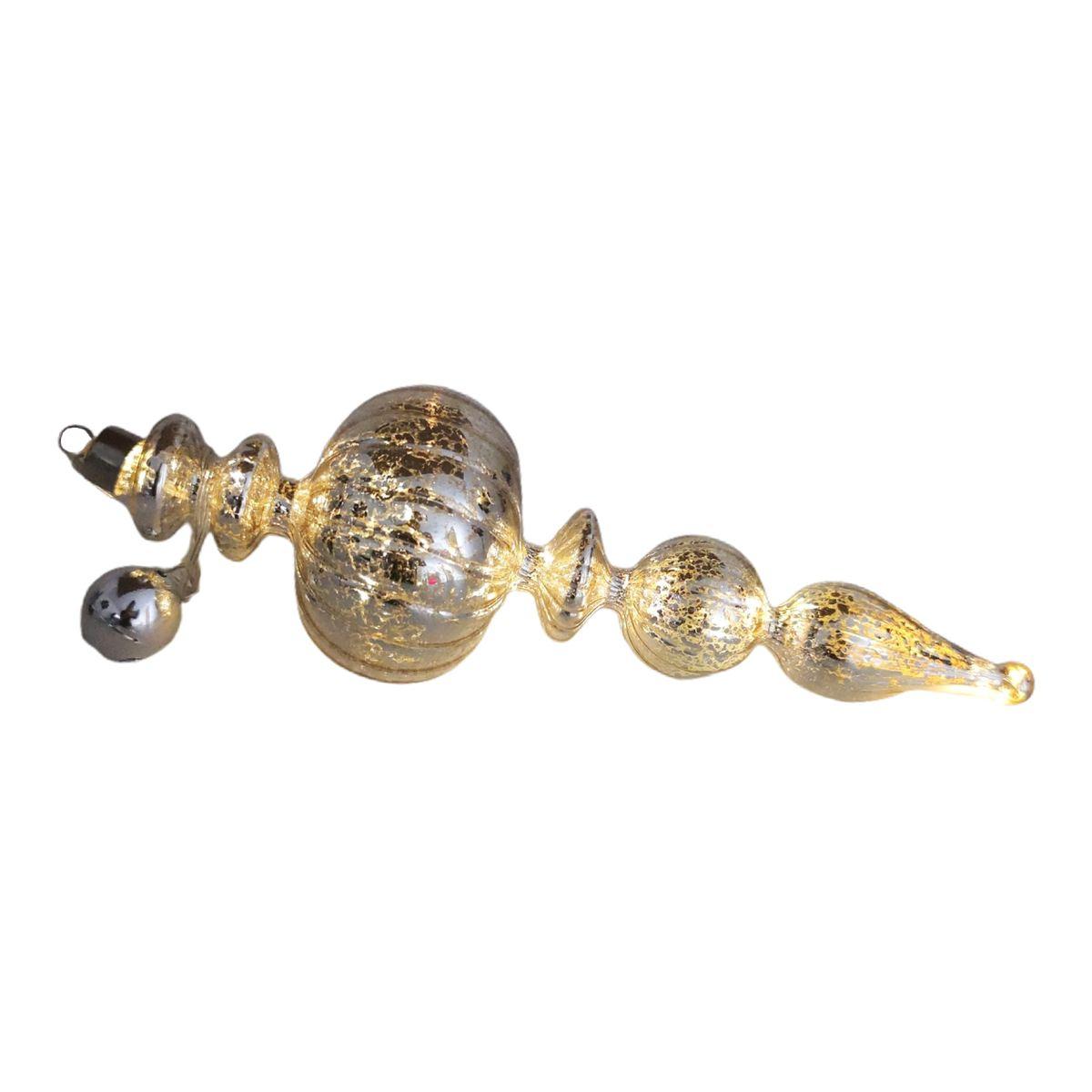 Pallina Natale Vetro cm.32 Argento con 15 MicroLED |Vacchetti