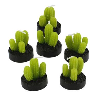Candela Cactus Verde cm.Ø3 Set 6 Pezzi