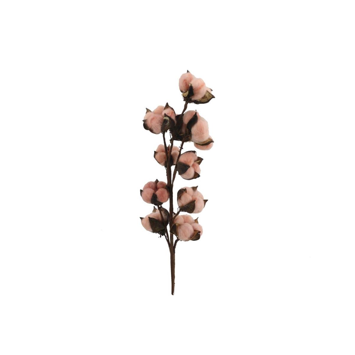 Fiore Cotone Ramo Legno Colore Rosa cm.56