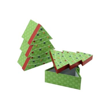 Scatola Natale Cartone Albero Verde cm.16x18x6,5