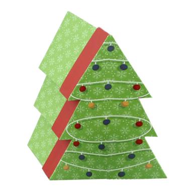 Scatola Natale Cartone Albero Verde cm.19x21x9