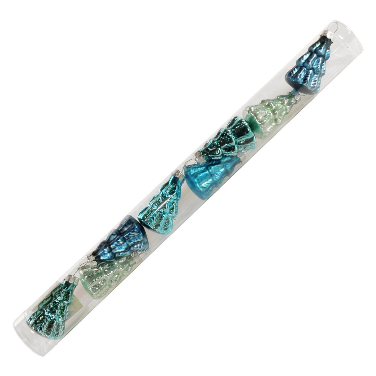 Pallina Natale Vetro cm.5 Albero Azzurro pz.8