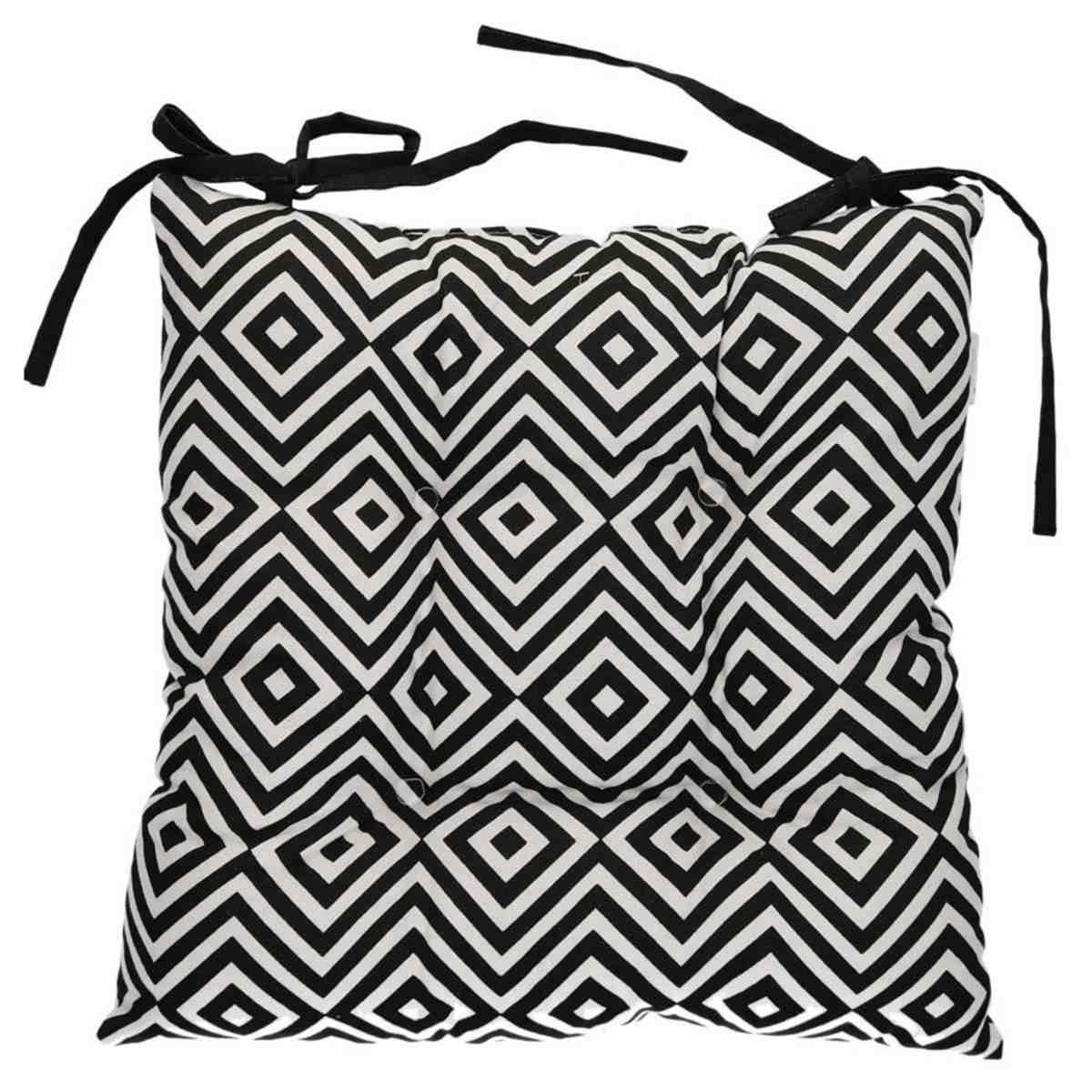 Cuscino Sedia Etnico Bianco Nero cm.40 | Vacchetti