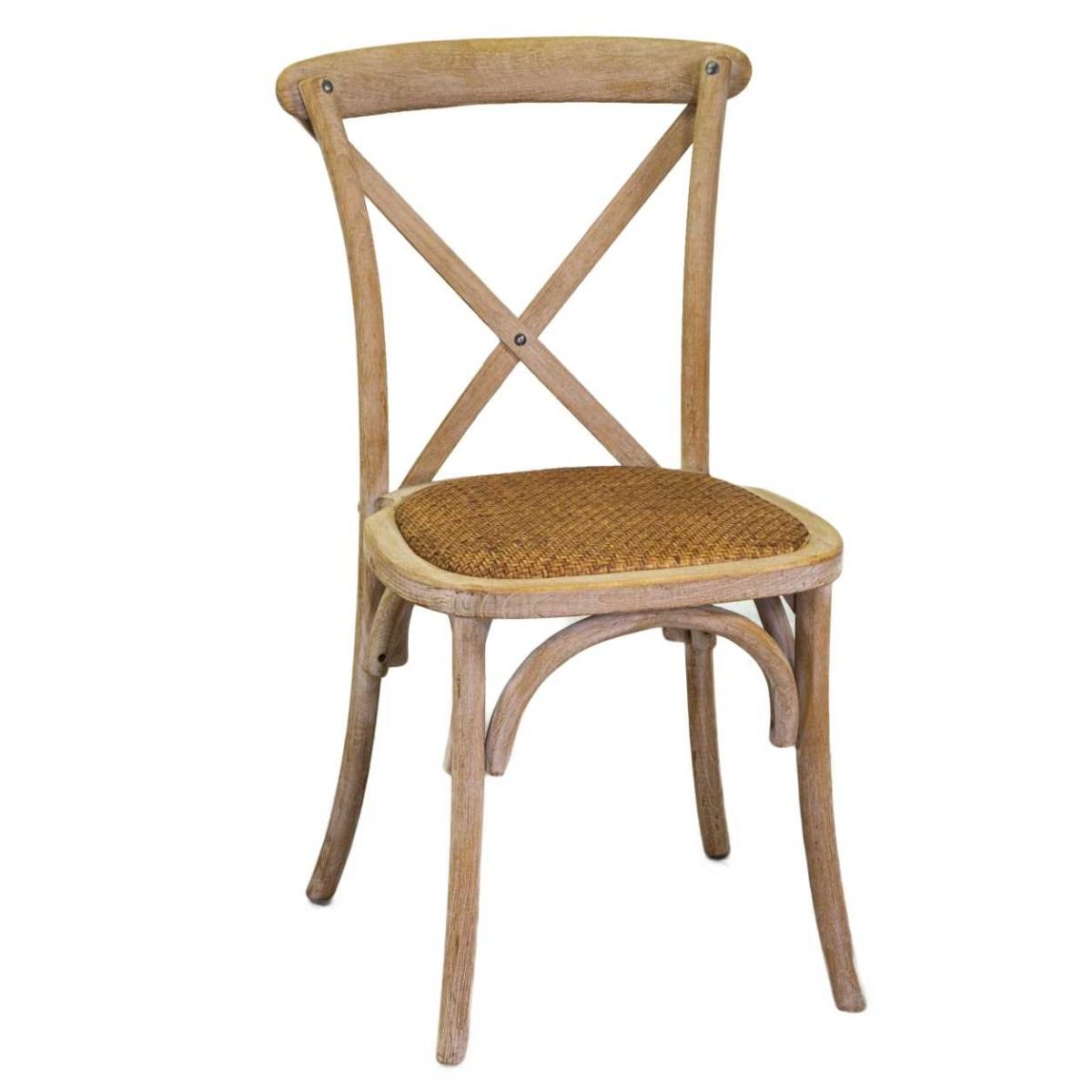 Sedia Legno Cross Naturale Seduta Intreccio Impilabile cm.51x55h46,5/89 | Vacchetti