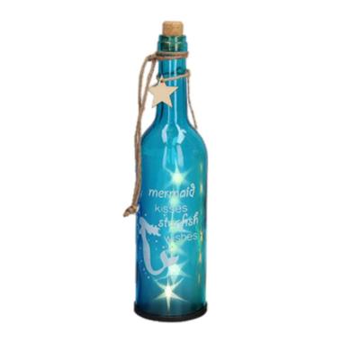 Bottiglia Vetro Azzurro con Led cm.30