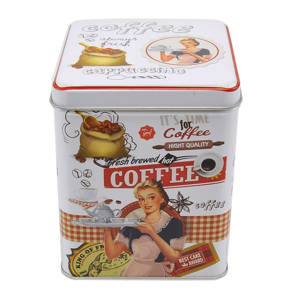Scatola Metallo Vintage Coffe Quadra 10x10x13 | Vacchetti