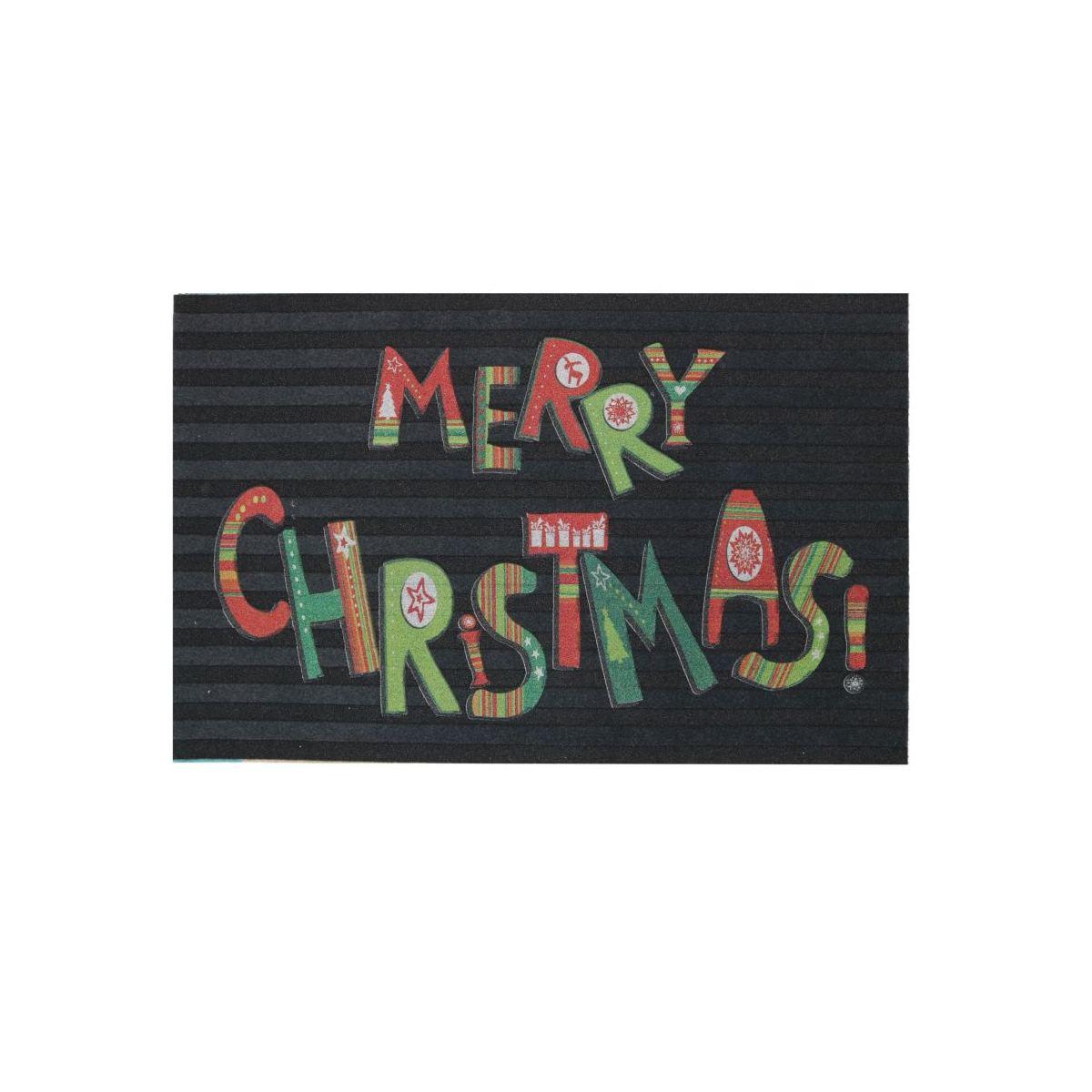 Zerbino Natalizio PVC Grigio con Scritta Merry Christmas cm.45x70