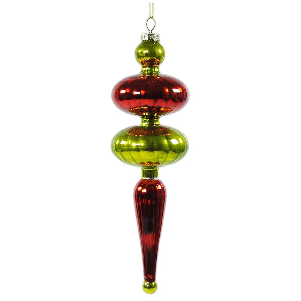 Pallina Natale Vetro Punta cm.6,5x21,5 Rossa Verde |Vacchetti
