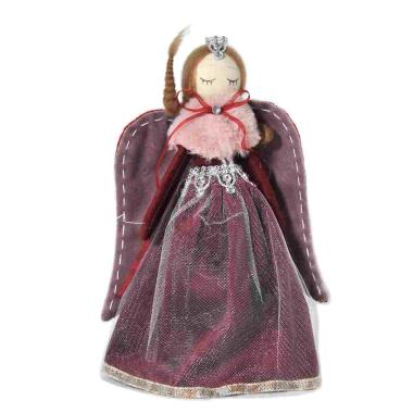Pupazzo Bambola Tessuto Rosa Rosso cm.25