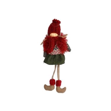 Pupazzo Bambina Tessuto con Cappello e Sciarpa Rossa cm.30
