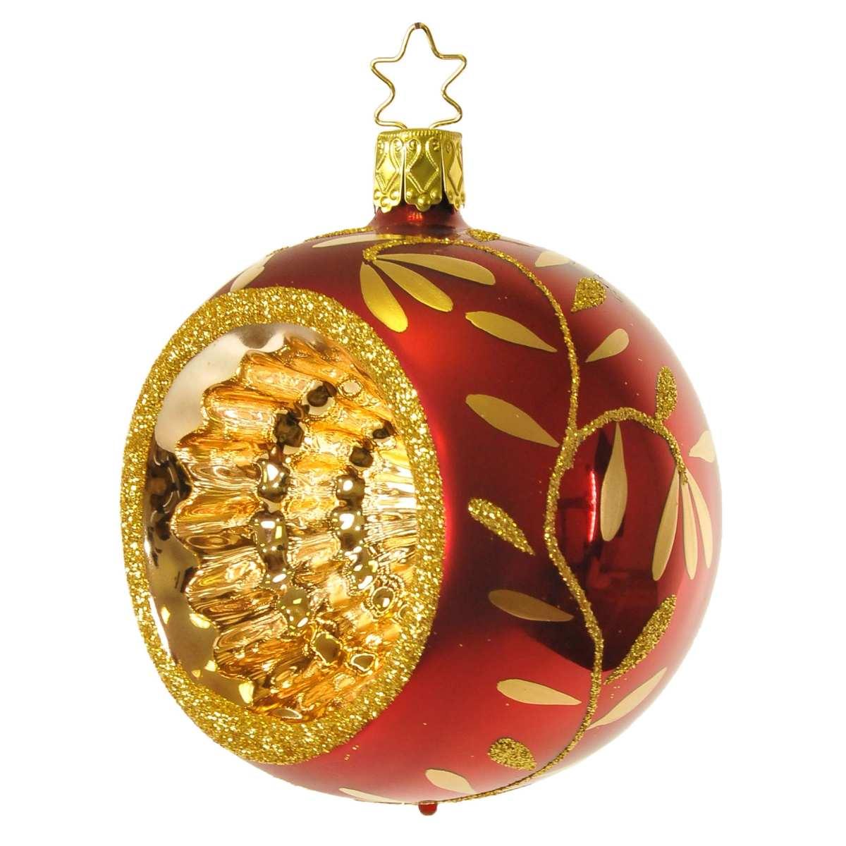 Pallina Natale Vetro Collezione cm.8 Rosso Scuro Oro |Inge's Glass