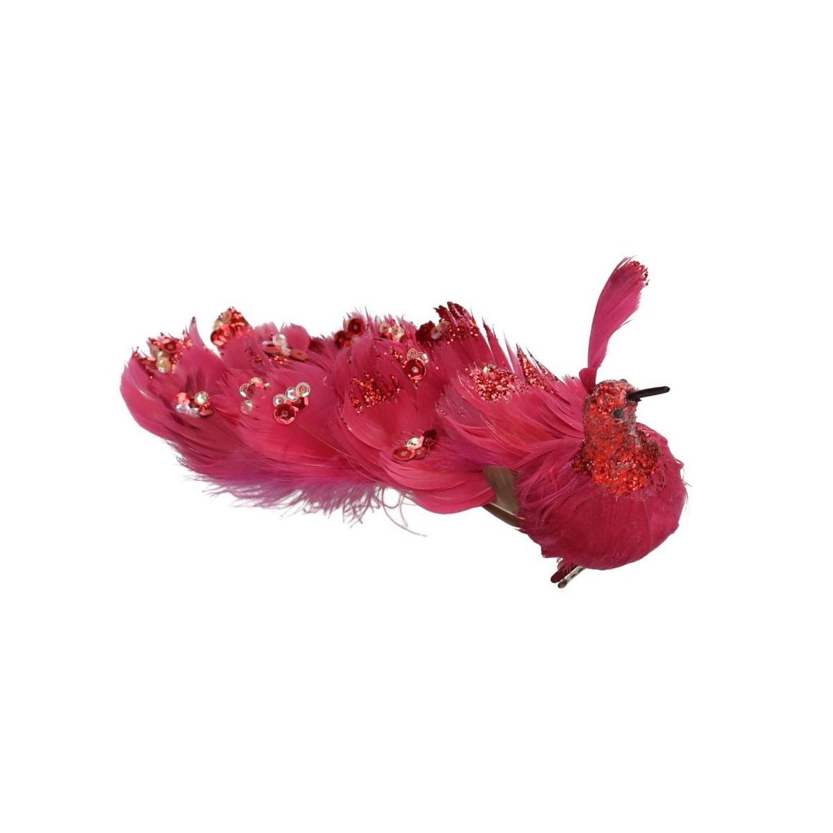 Pavone in Piume Rosse con Clip cm.30 |Vacchetti