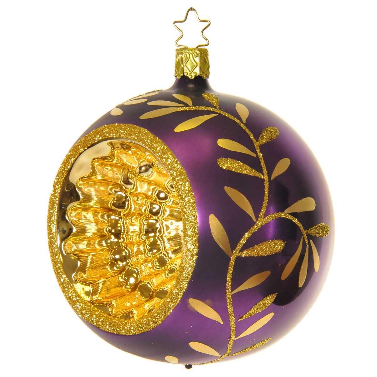 Pallina Natale Vetro Collezione cm.10 Viola Oro |Inge's Glass