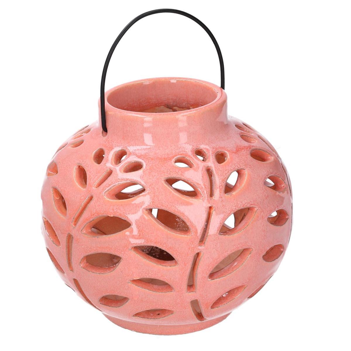 Lanterna Ceramica Rosa Tondo Ø16H19
