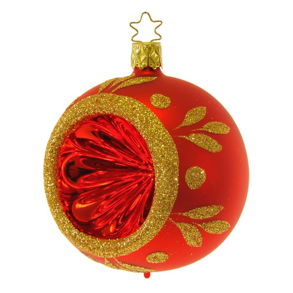 Pallina Natale Vetro Collezione cm.8 Rossa Oro |Inge's Glass