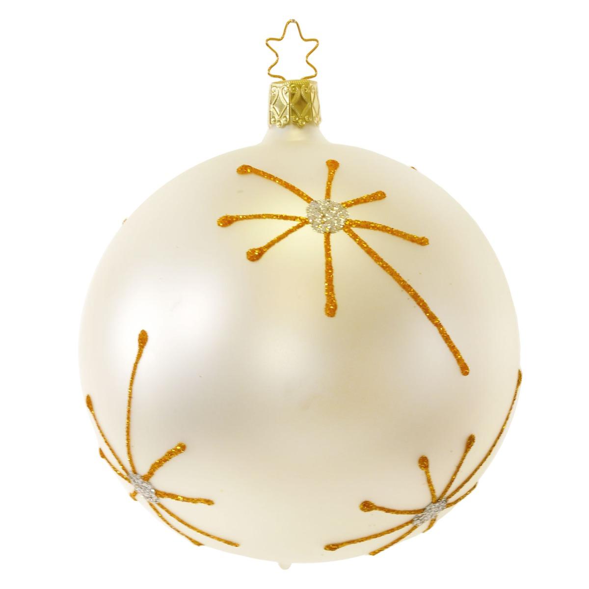 Pallina Natale Vetro Collezione cm.10 Bianca con Stelle |Inge's Glass