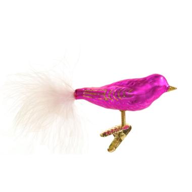 Pallina Natale Vetro Collezione cm.15 Uccello Fucsia