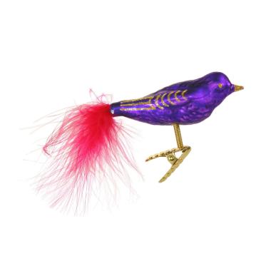 Pallina Natale Vetro Collezione cm.15 Uccello Viola |Inge's Glass