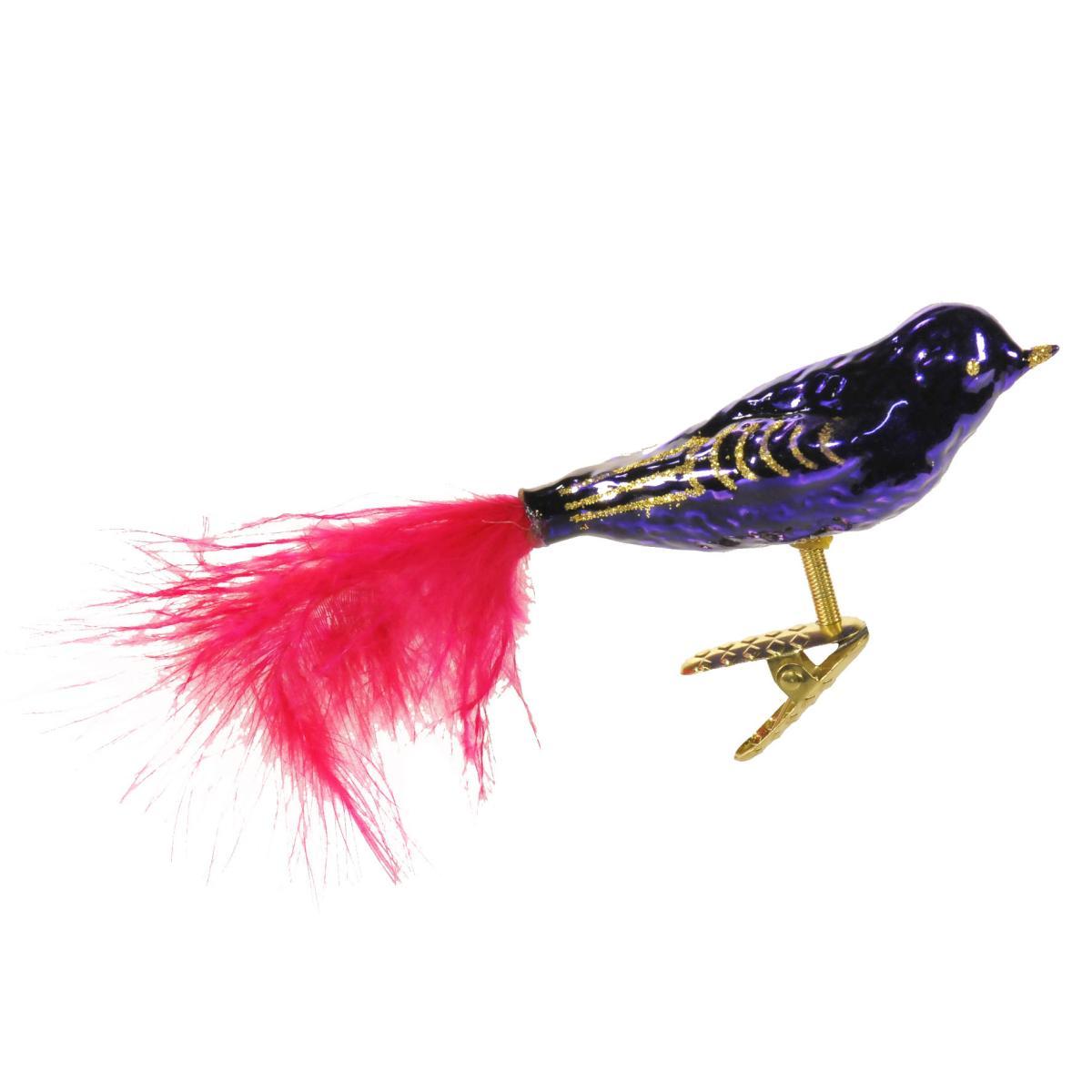 Pallina Natale Vetro Collezione cm.15 Uccello Viola |Inge's Glass