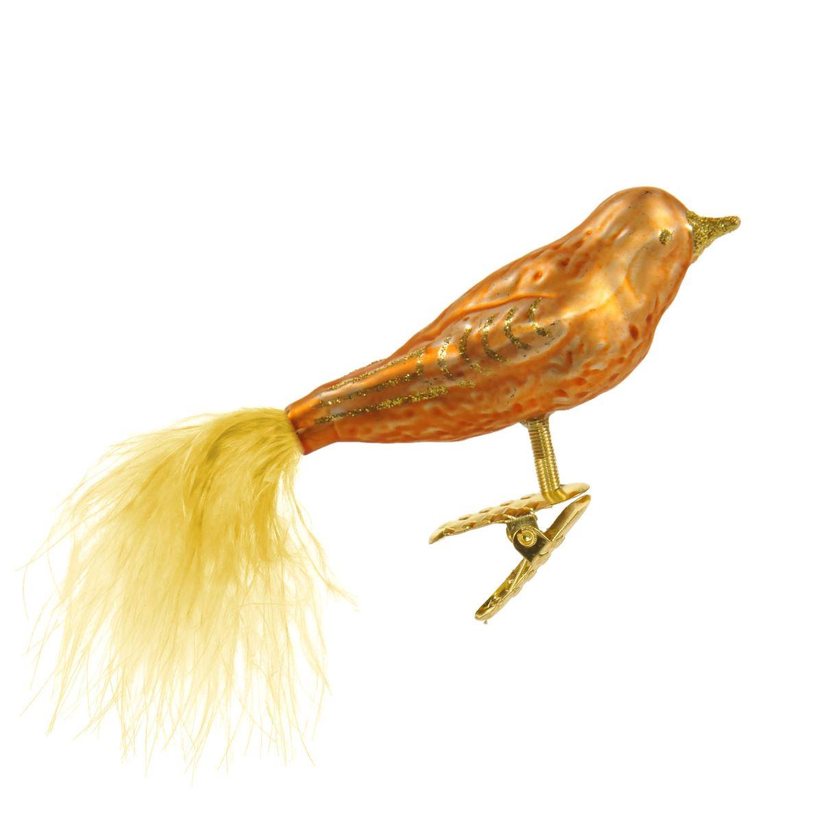 Pallina Natale Vetro Collezione cm.15 Uccello Champagne |Inge's Glass