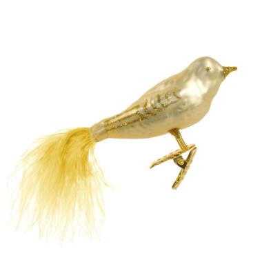 Sfera Vetro Collection Uccello Oro con Coda di Piume cm.15