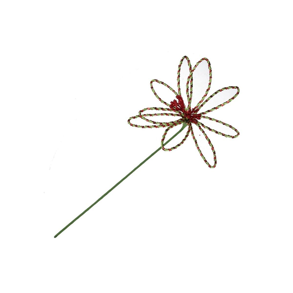 Fiore Natale Stella Alpina Rossa/Verde cm.70
