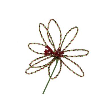 Fiore Stella Alpina Rossa e Verde cm.70
