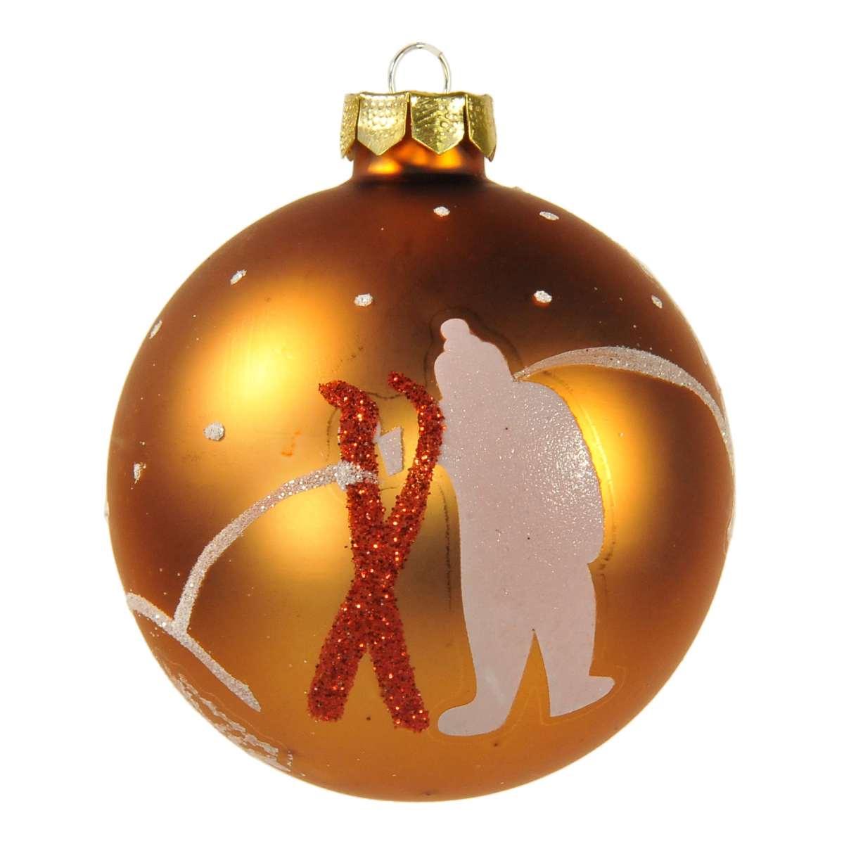 Pallina Natale Vetro cm.8 Rame Opaca con Decori |Inge's Glass