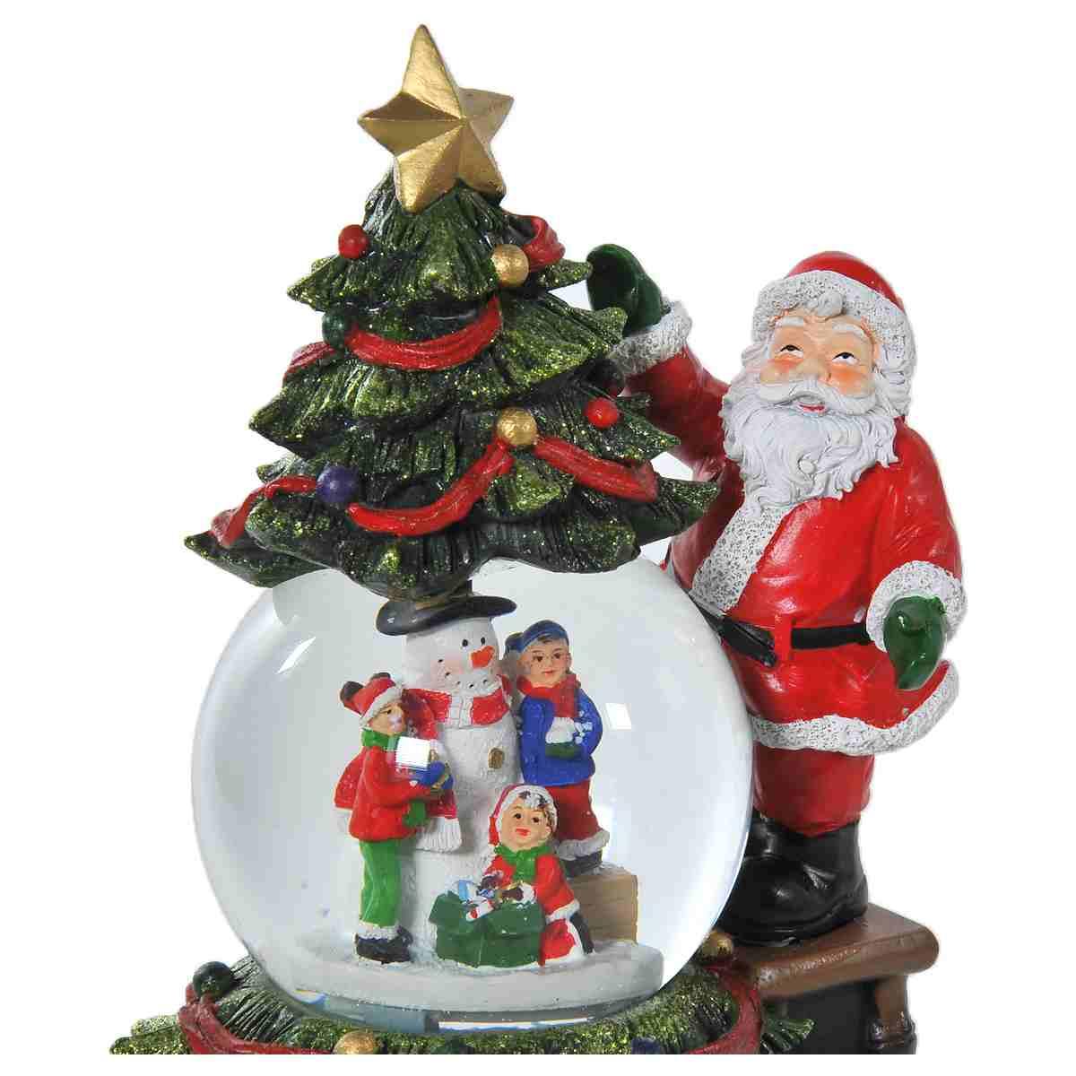Sfera Natale con Neve Babbo e Albero cm.16x25 a Batterie |Vacchetti