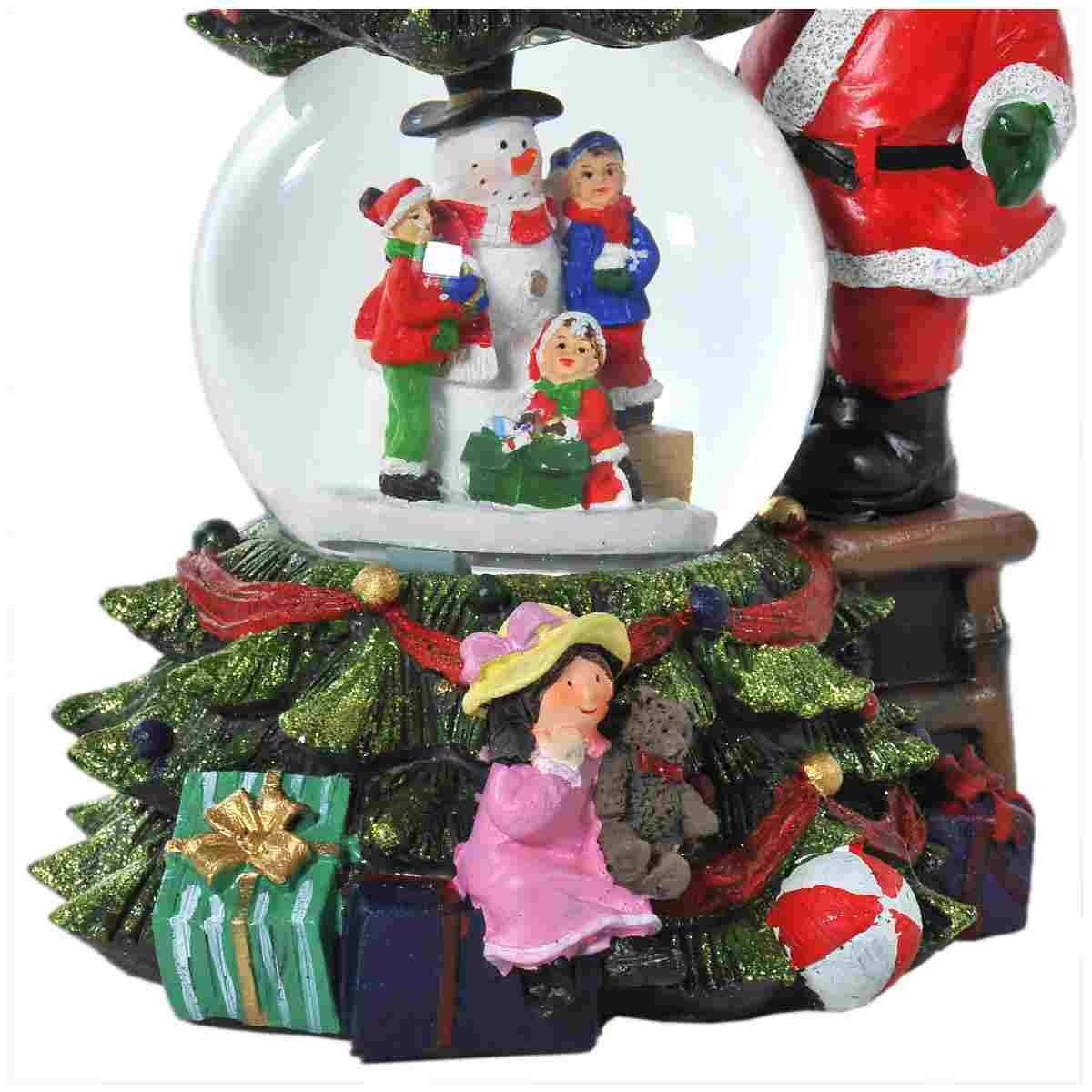 Sfera Natale con Neve Babbo e Albero cm.16x25 a Batterie |Vacchetti